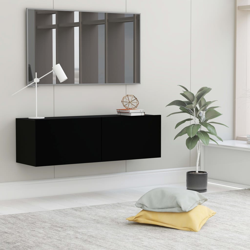 TV Cabinet Black Engineered Wood - 100×30×30cm