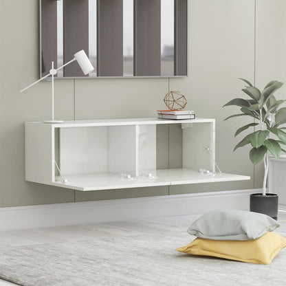 TV Cabinet High Gloss White 100x30x30 cm Chipboard