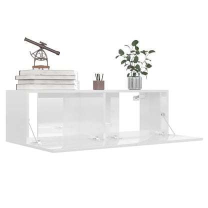 TV Cabinet High Gloss White 100x30x30 cm Chipboard