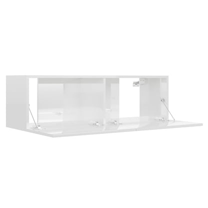 TV Cabinet High Gloss White 100x30x30 cm Chipboard