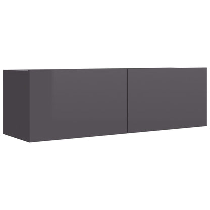 TV Cabinet High Gloss Grey 100x30x30 cm Chipboard