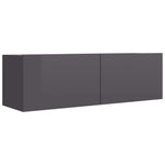 TV Cabinet High Gloss Grey 100x30x30 cm Chipboard
