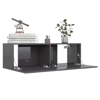 TV Cabinet High Gloss Grey 100x30x30 cm Chipboard
