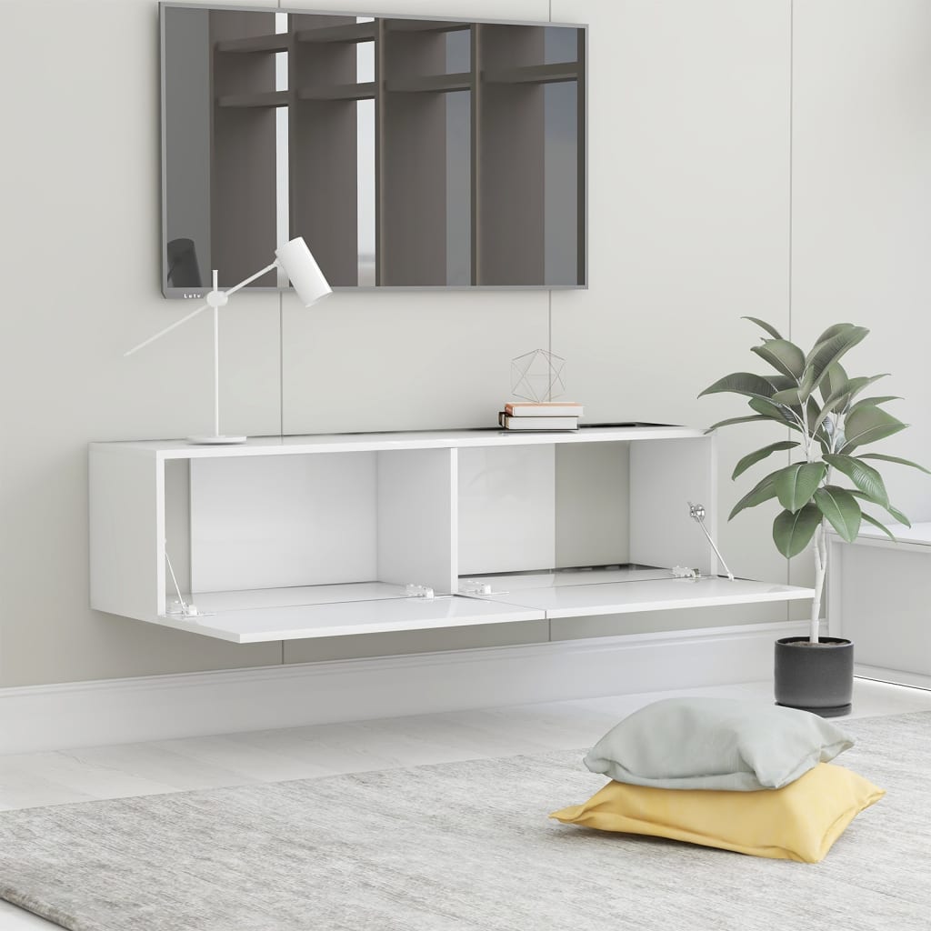 TV Cabinet White Engineered Wood - 120×30×30cm
