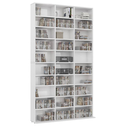 CD Cabinet High Gloss White 102x16x177,5 cm Chipboard