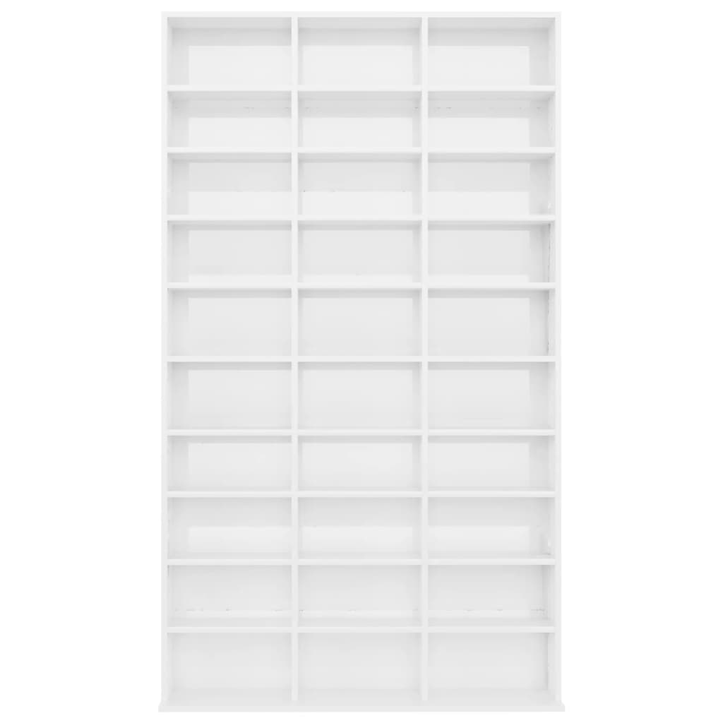 CD Cabinet High Gloss White 102x16x177,5 cm Chipboard