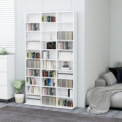 CD Cabinet High Gloss White 102x16x177,5 cm Chipboard