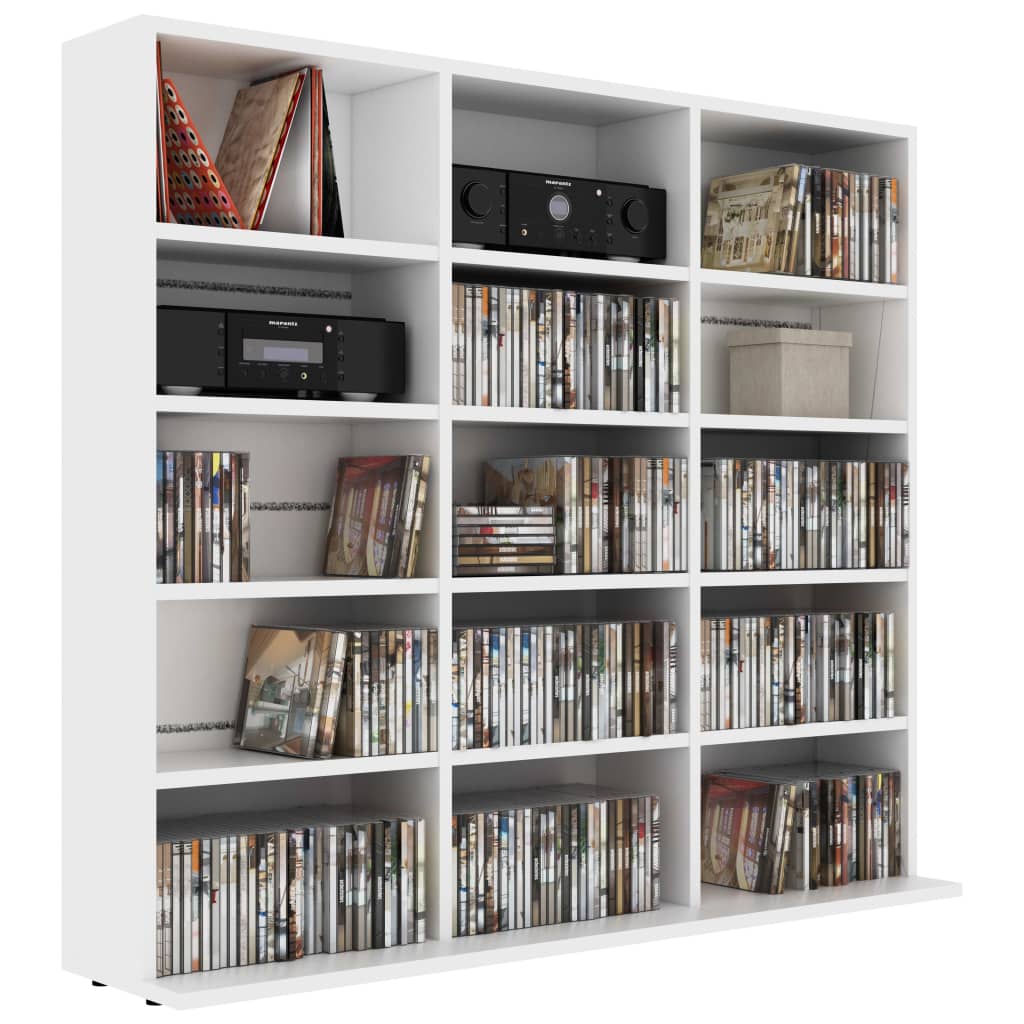 CD Cabinet White 102x16x89,5 cm Chipboard