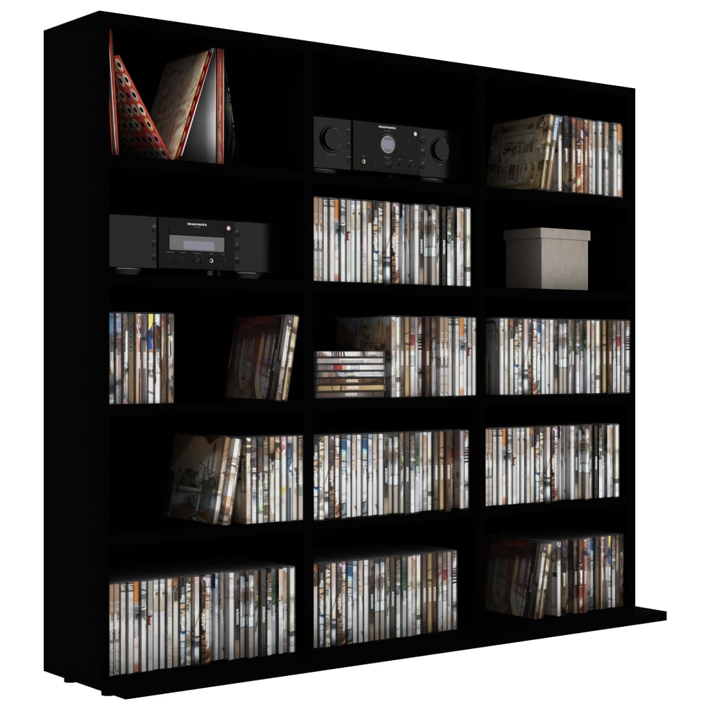 CD Cabinet Black 102x16x89,5 cm Chipboard
