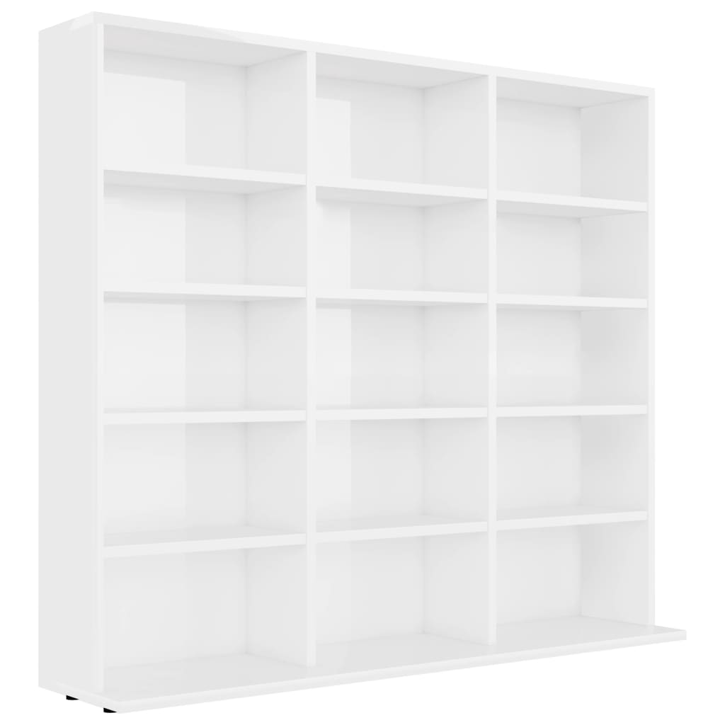 CD Cabinet High Gloss White 102x16x89,5 cm Chipboard