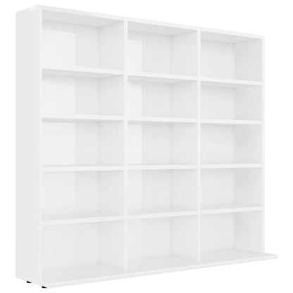 CD Cabinet High Gloss White 102x16x89,5 cm Chipboard