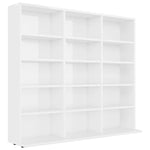 CD Cabinet High Gloss White 102x16x89,5 cm Chipboard