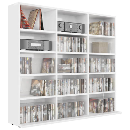 CD Cabinet High Gloss White 102x16x89,5 cm Chipboard
