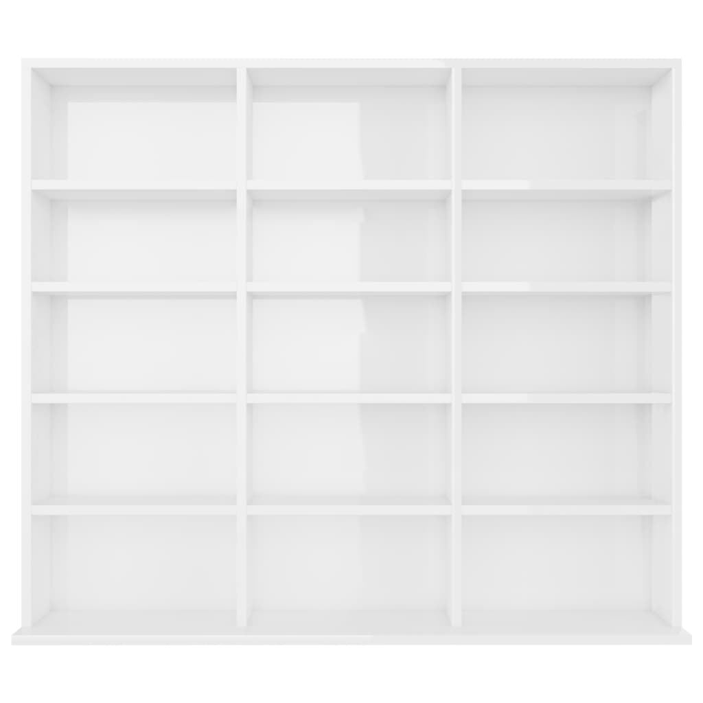 CD Cabinet High Gloss White 102x16x89,5 cm Chipboard