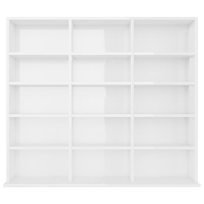 CD Cabinet High Gloss White 102x16x89,5 cm Chipboard
