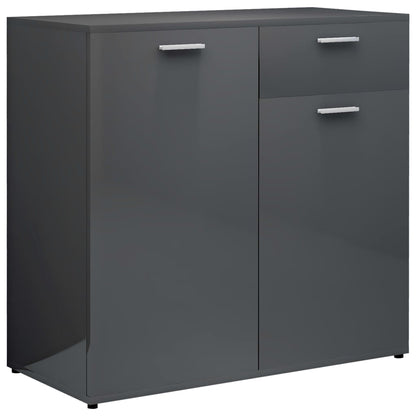 Sideboard High Gloss Grey 80x36x75 cm Chipboard