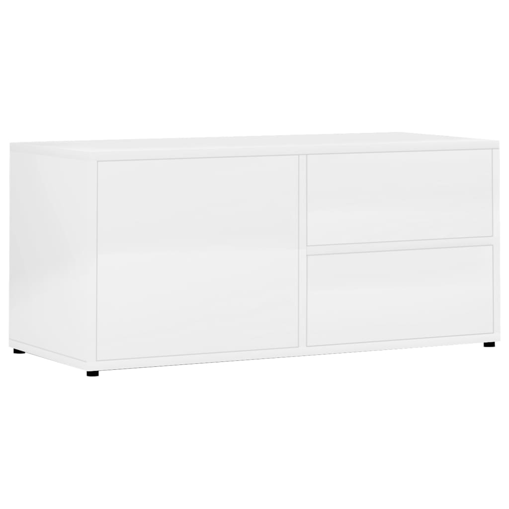 TV Cabinet High Gloss White 80x34x36 cm Chipboard