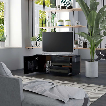 TV Cabinet High Gloss Black 80x34x36 cm Chipboard