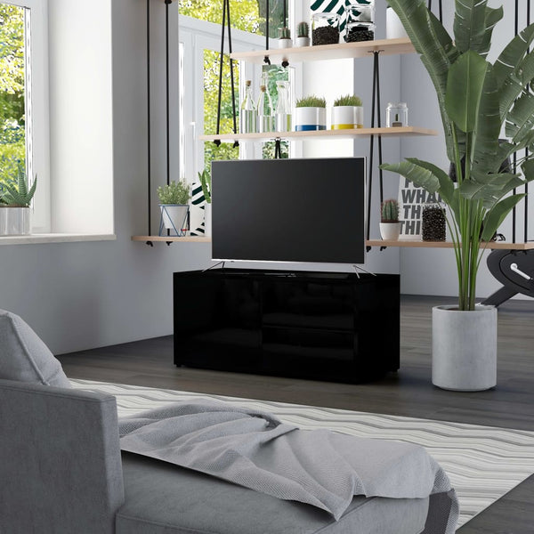 TV Cabinet High Gloss Black 80x34x36 cm Chipboard