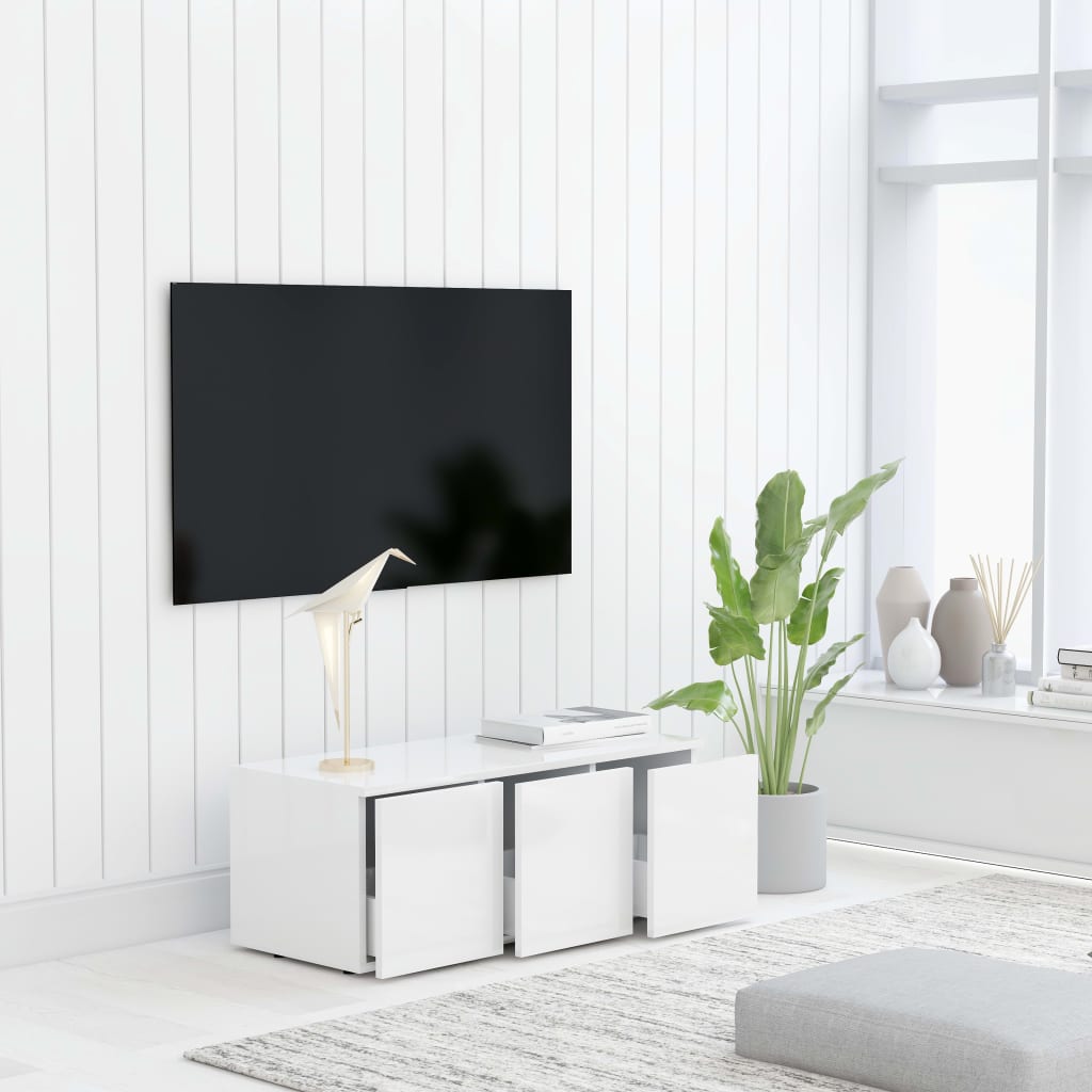 TV Cabinet White Engineered Wood - 80×34×30cm