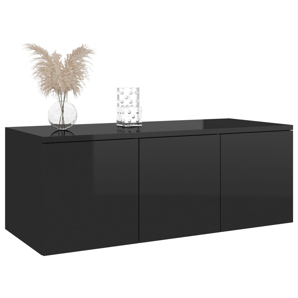 TV Cabinet High Gloss Black 80x34x30 cm Chipboard