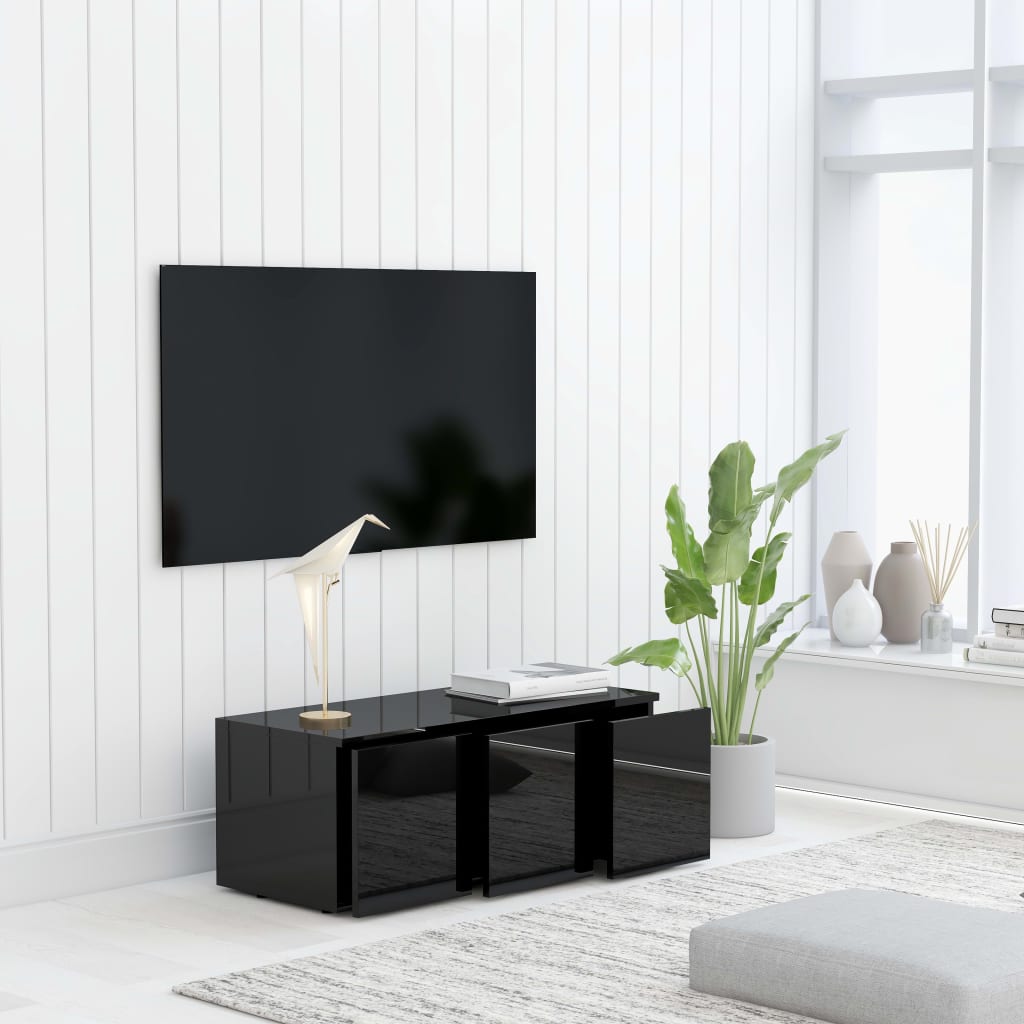 TV Cabinet High Gloss Black 80x34x30 cm Chipboard