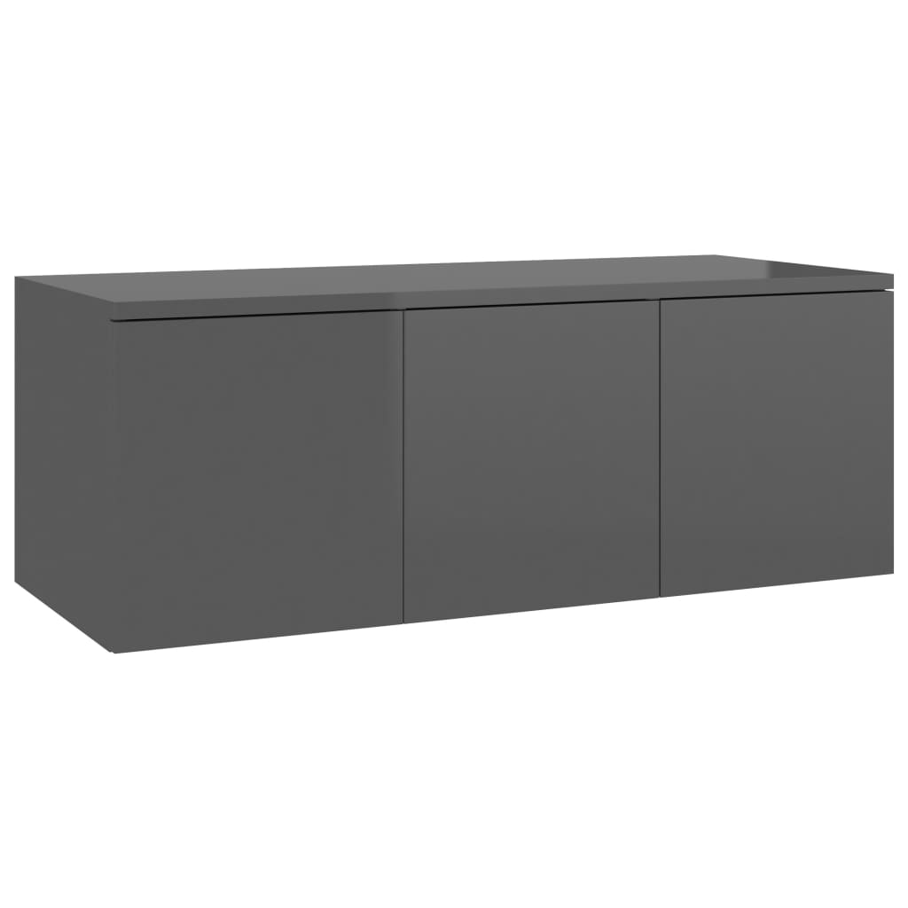 TV Cabinet High Gloss Grey 80x34x30 cm Chipboard