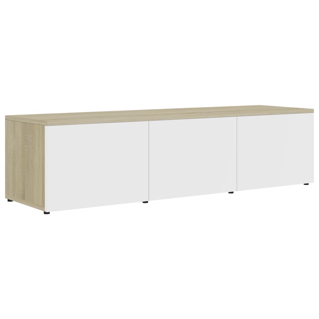TV Cabinet White and Sonoma Oak 120x34x30 cm Chipboard
