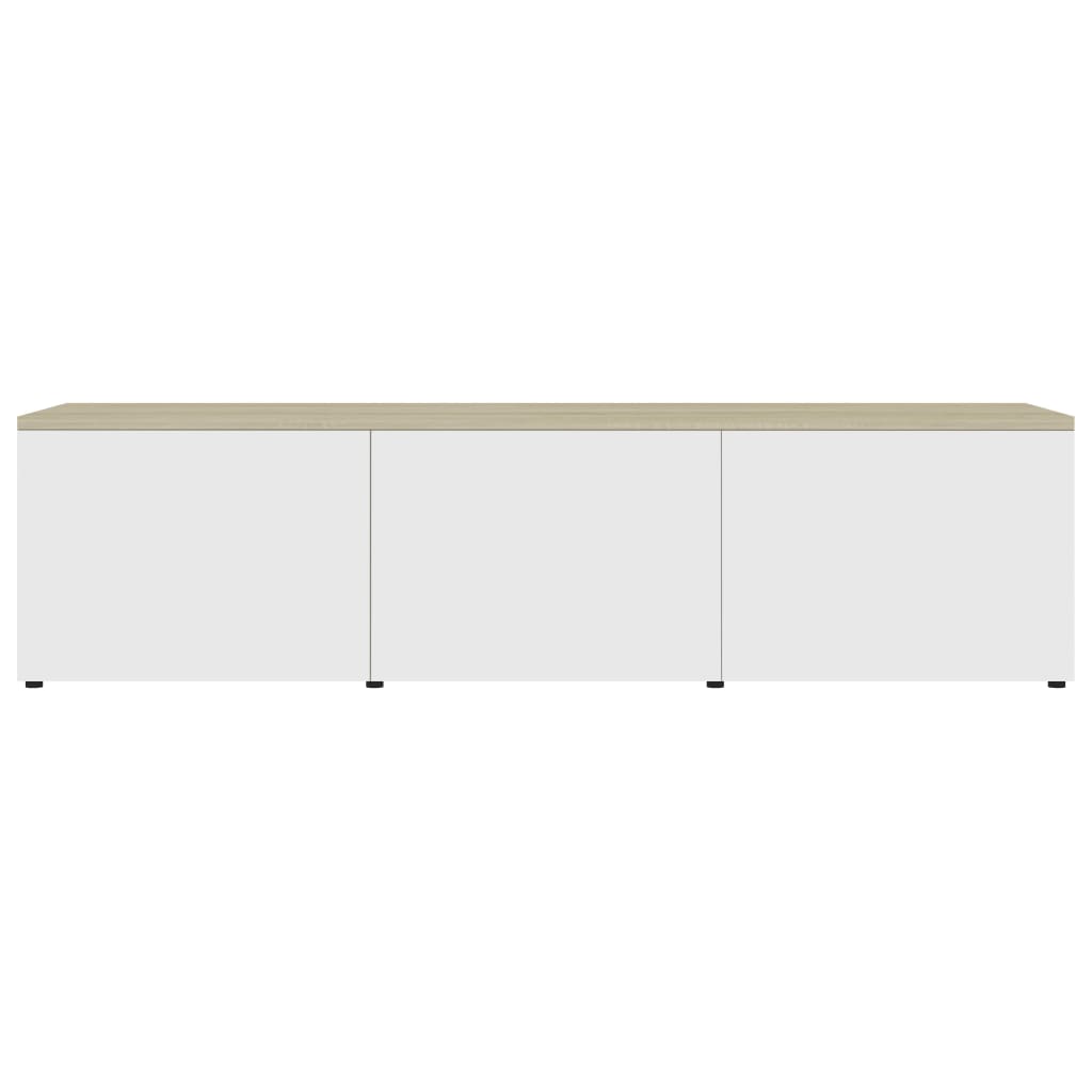 TV Cabinet White and Sonoma Oak 120x34x30 cm Chipboard