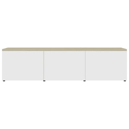 TV Cabinet White and Sonoma Oak 120x34x30 cm Chipboard