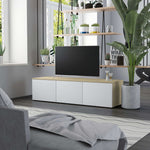 TV Cabinet White and Sonoma Oak 120x34x30 cm Chipboard