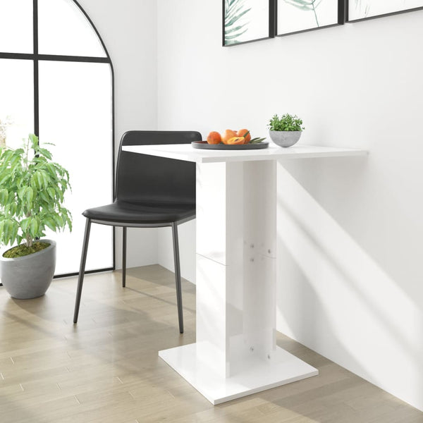  Bistro Table High Gloss White 60x60x75 cm Chipboard