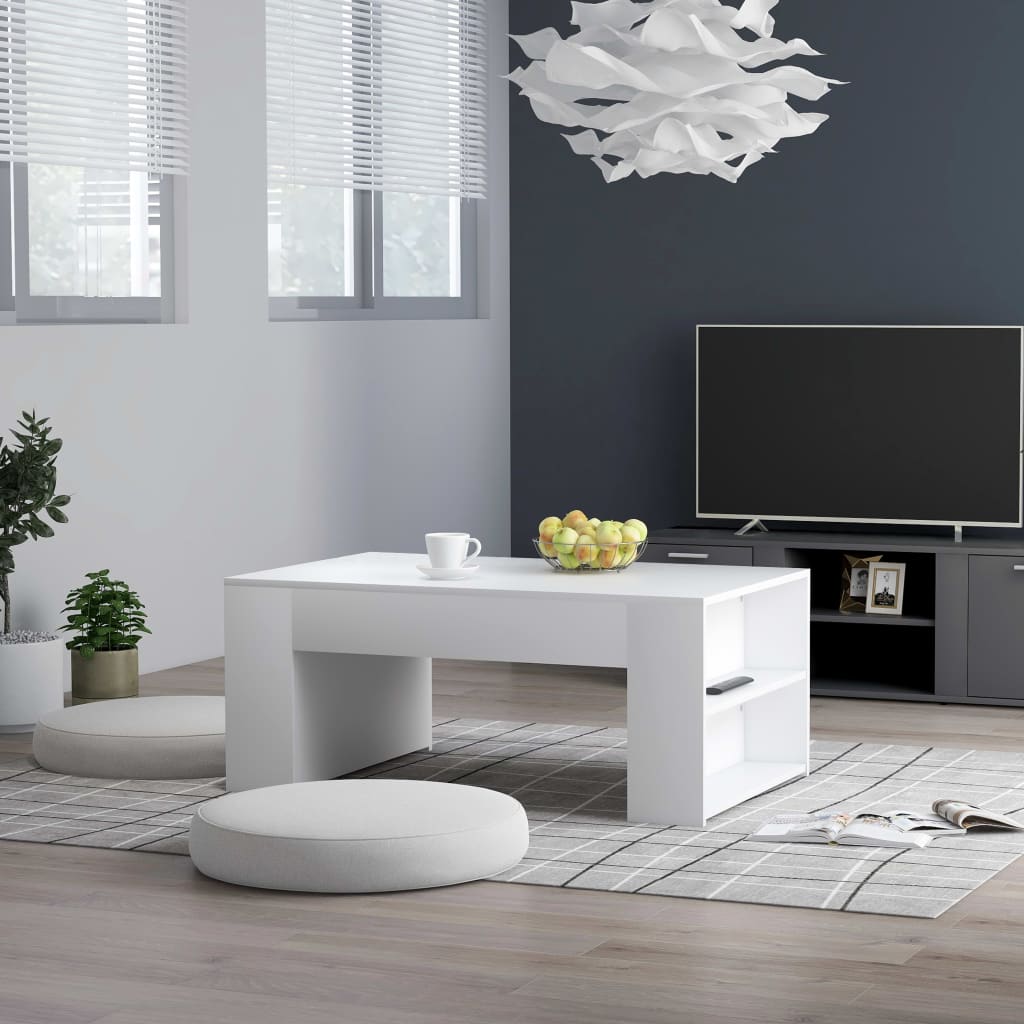 Coffee Table White Chipboard - 100×60×42cm