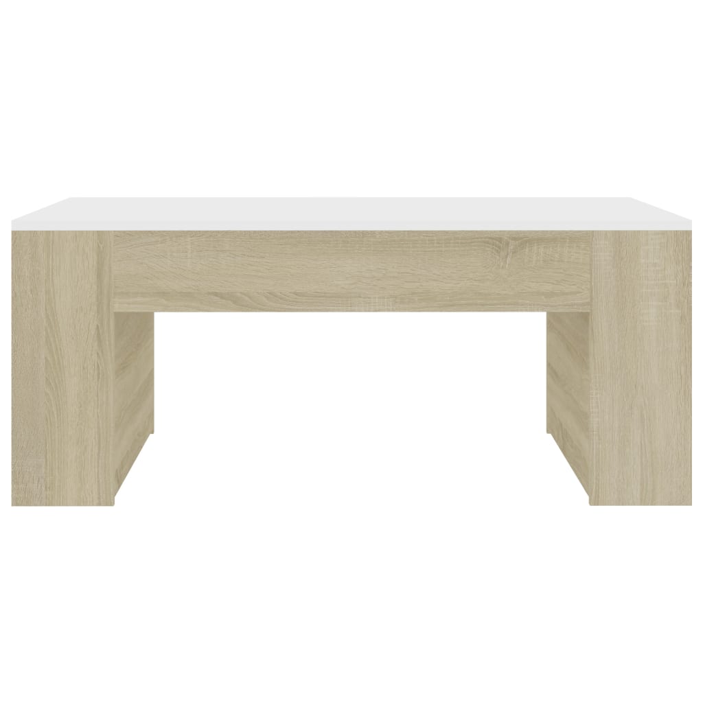 Coffee Table White and Sonoma Oak 100x60x42 cm Chipboard