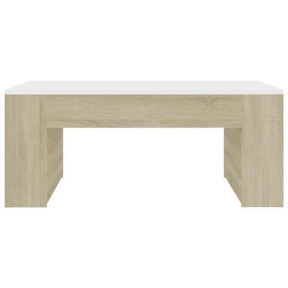 Coffee Table White and Sonoma Oak 100x60x42 cm Chipboard