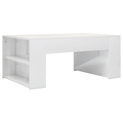 Coffee Table High Gloss White Chipboard - 100×60×42cm