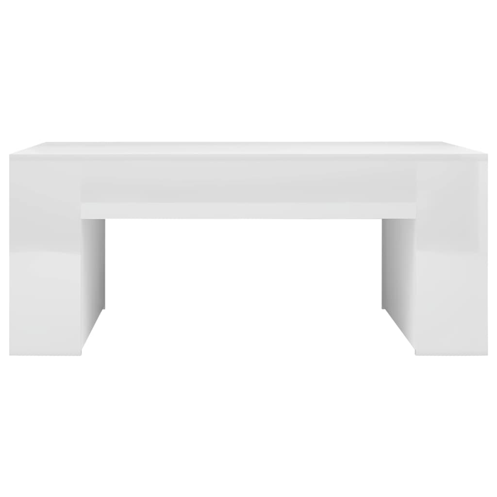 Coffee Table High Gloss White Chipboard - 100×60×42cm