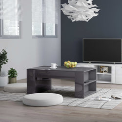 Coffee Table High Gloss Grey Chipboard