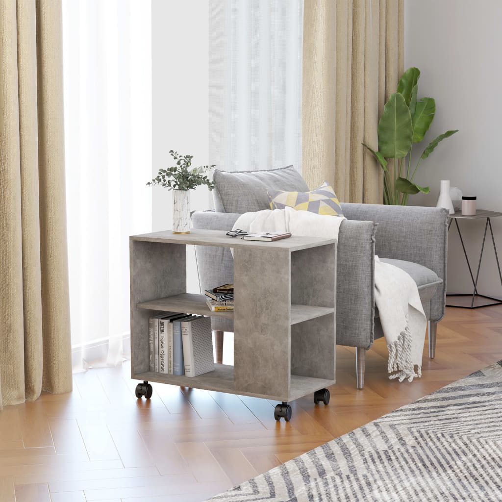 Side Table Concrete Grey 70x35x55 cm Chipboard