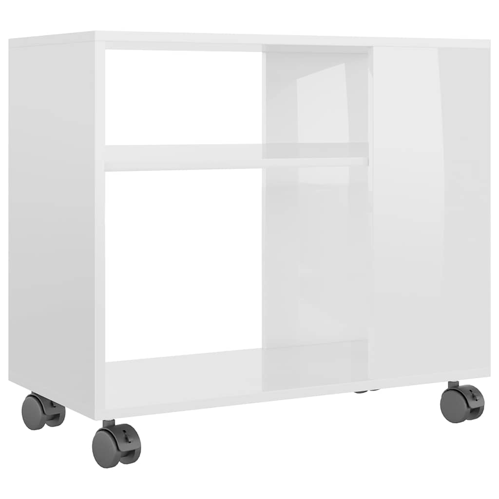 Side Table High Gloss White 70x35x55 cm Chipboard