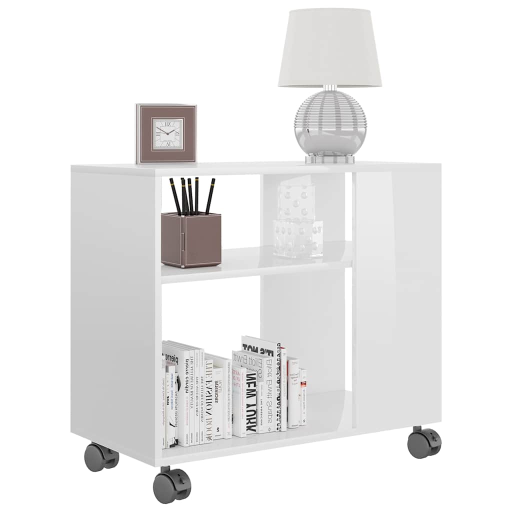 Side Table High Gloss White 70x35x55 cm Chipboard
