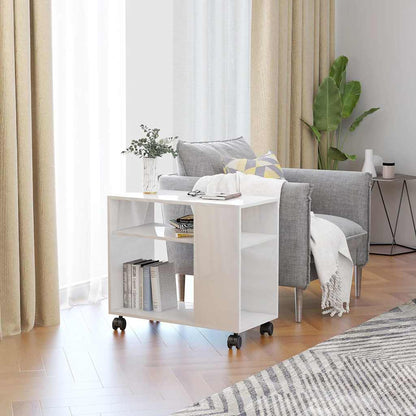 Side Table High Gloss White Engineered Wood