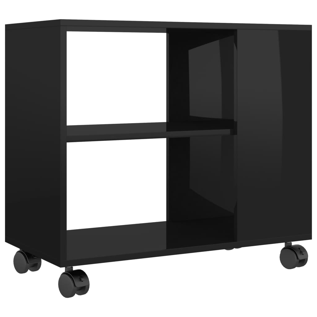 Side Table High Gloss Black 70x35x55 cm Chipboard