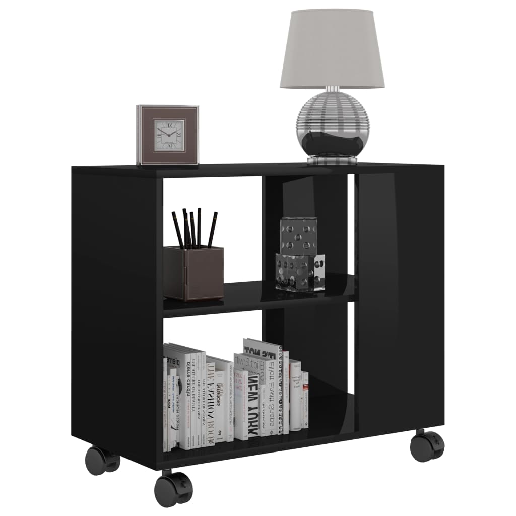 Side Table High Gloss Black 70x35x55 cm Chipboard