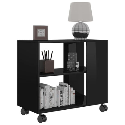 Side Table High Gloss Black 70x35x55 cm Chipboard