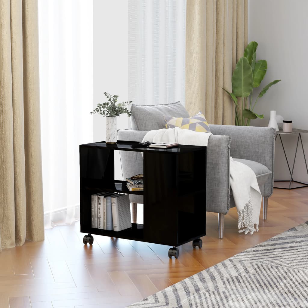 Side Table High Gloss Black 70x35x55 cm Chipboard
