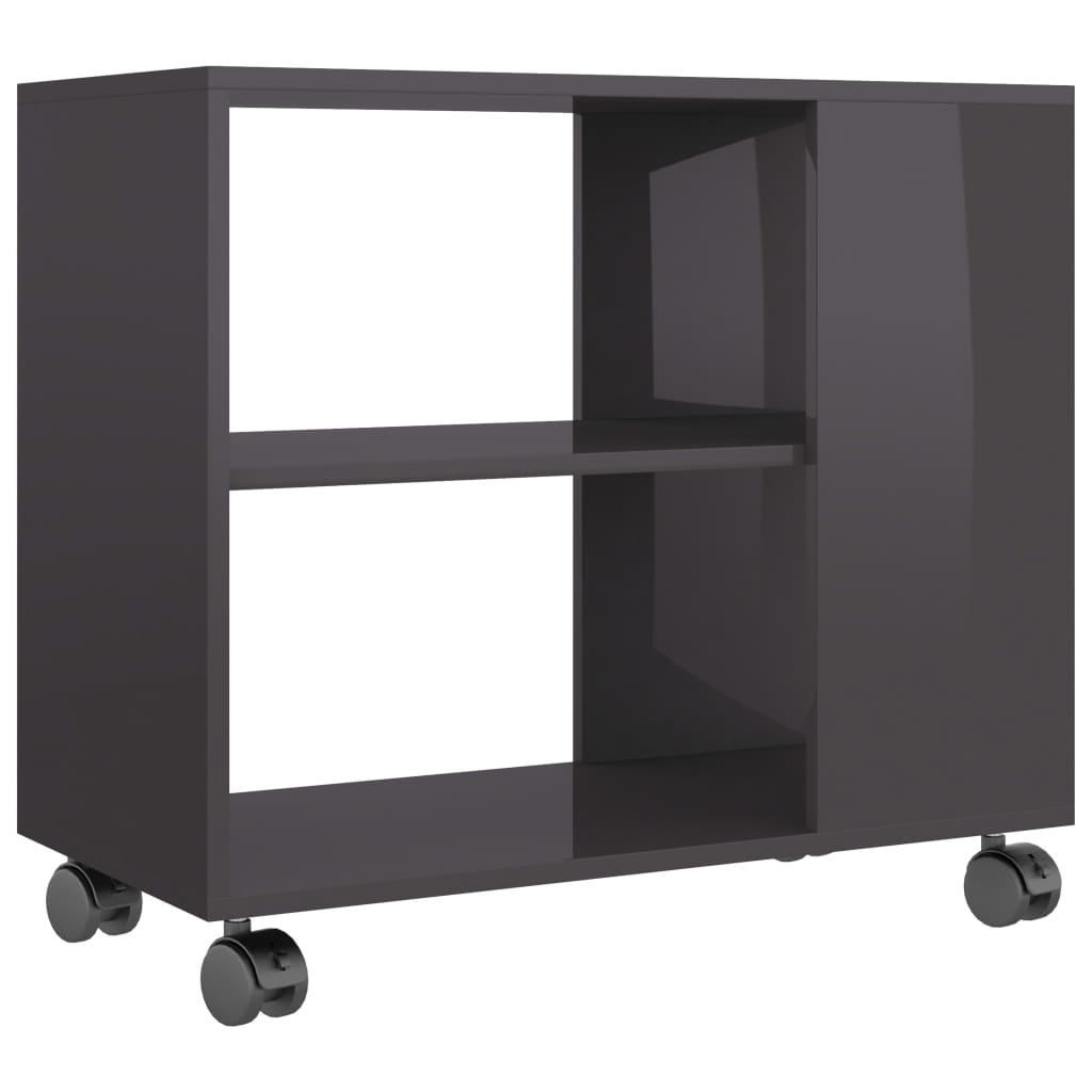 Side Table High Gloss Grey 70x35x55 cm Chipboard
