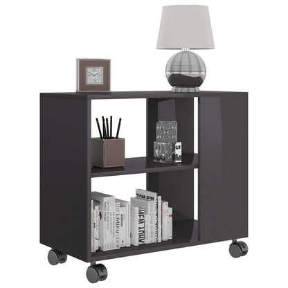 Side Table High Gloss Grey 70x35x55 cm Chipboard