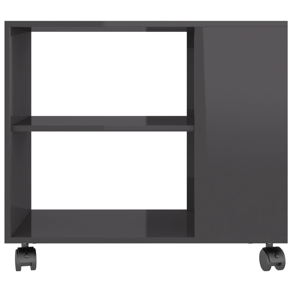 Side Table High Gloss Grey 70x35x55 cm Chipboard