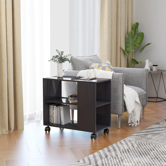 Side Table High Gloss Grey 70x35x55 cm Chipboard